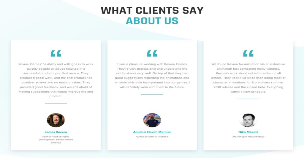 What clients say about us. Clients reviews on the website