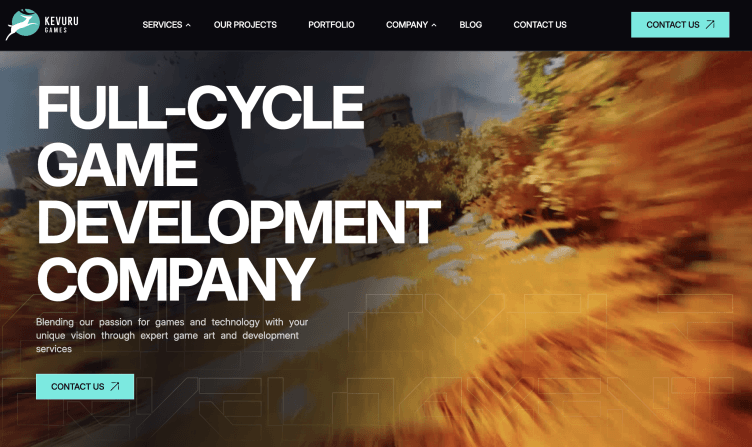 game dev company landing page