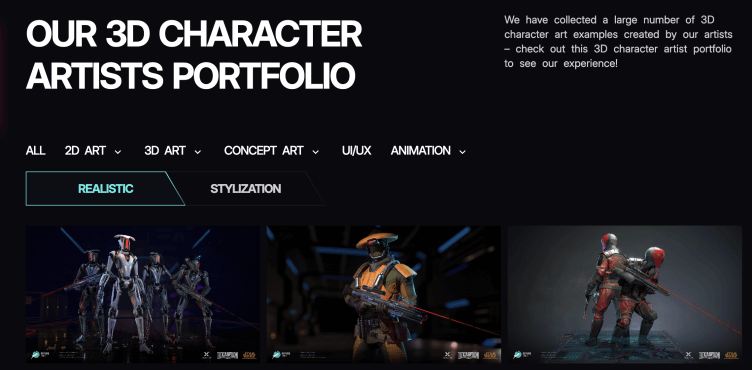 portfolio of 3d characters