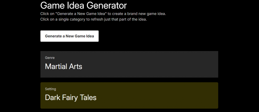 Game idea generator platform