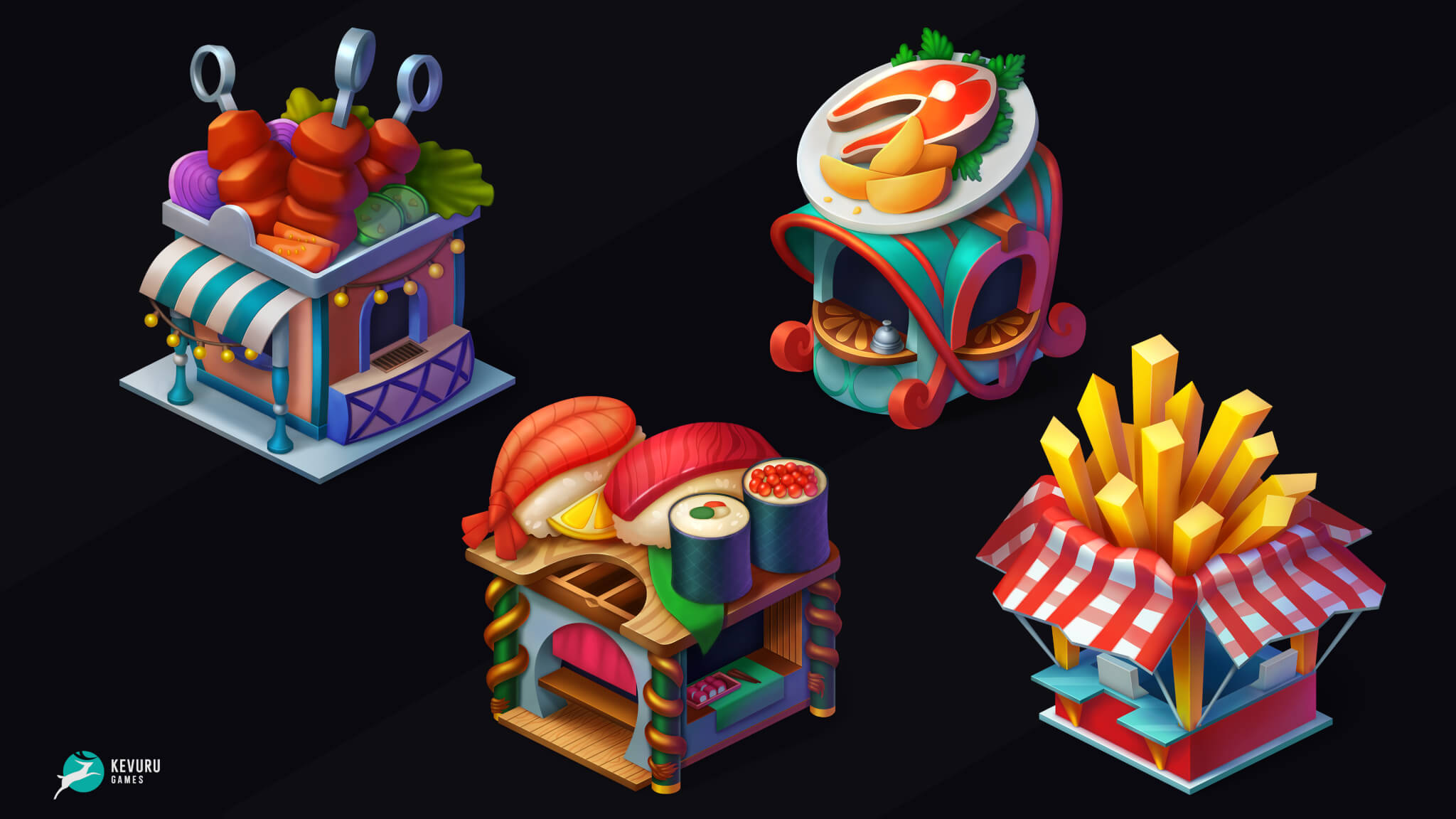 2D environment – Merge Lords: Foodcourts – 2