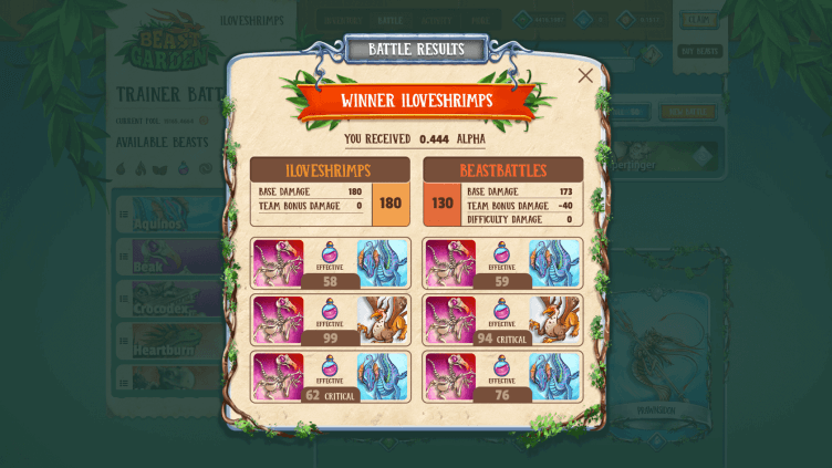 beast garden game ui pop up