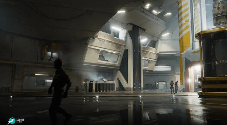 futurist warehouse 3D environment