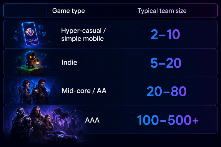 average team size by game type