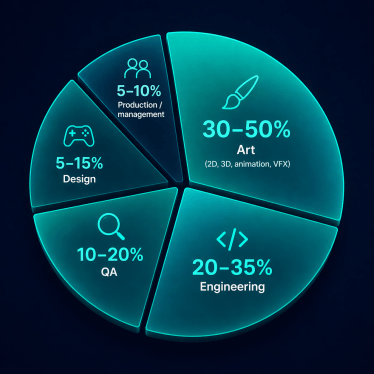 share of game dev team by departments