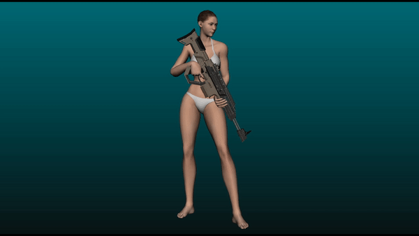 Girl with guns 3D animation